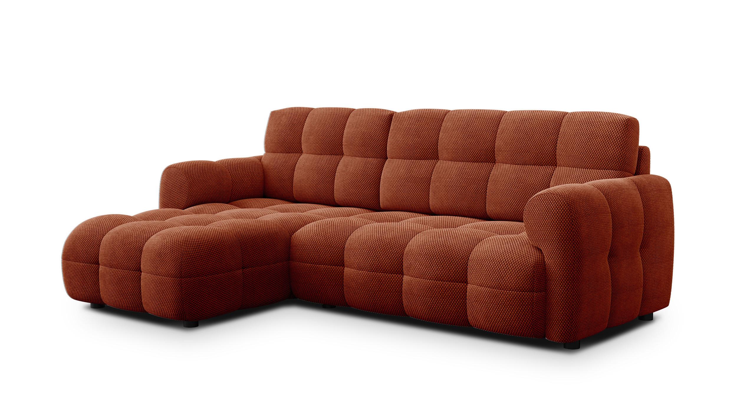 ECKSOFA MELLOW 3-Sitzer, dunkelorange - Dunkelorange/Schwarz, Holz/Textil (232/156cm) - Wozimo