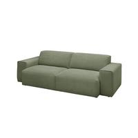 SOFA RANI Grün Cord - Schwarz/Olivgrün, Kunststoff/Textil (256/71/101cm) - KAWOLA
