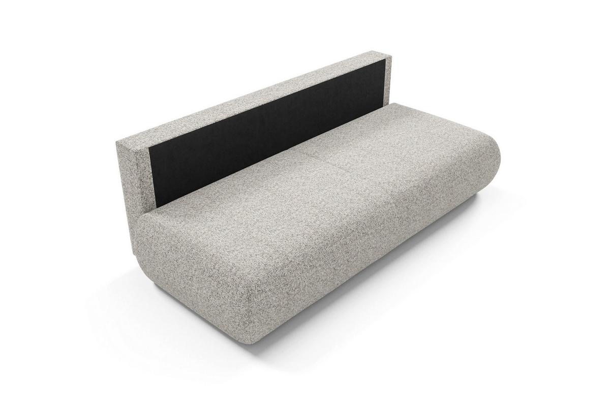 BETTSOFA DELTA Hellgrau Geflochtener Stoff mit Schlaffunktion - Hellgrau, Holz (214/74/100cm) - MASSENO