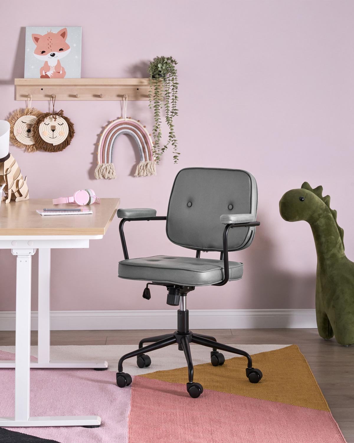 SCHREIBTISCHSTUHL Grau Pawnee - Schwarz/Grau, Textil (62/88/43cm) - Beliani