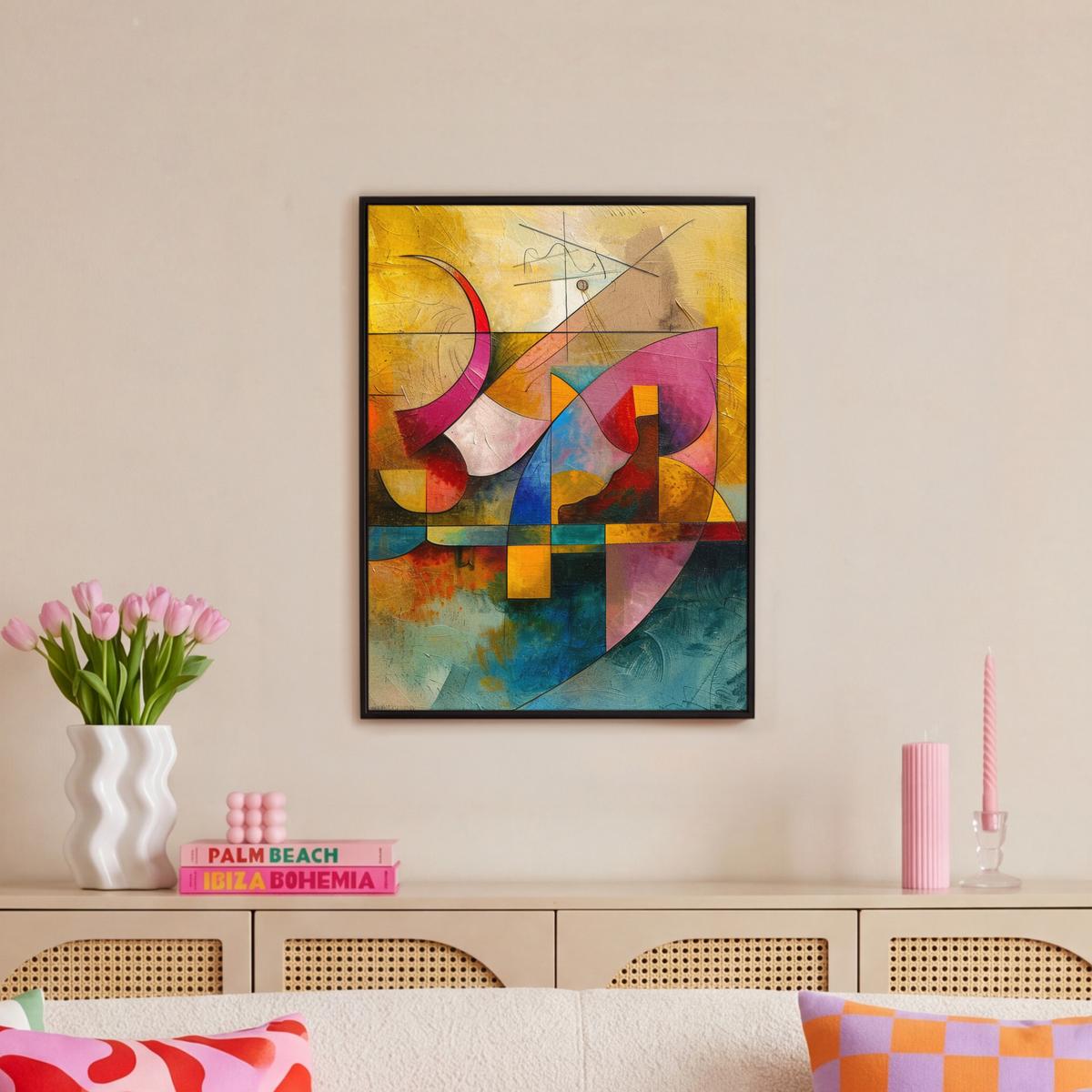 LEINWAND Bilder mit Rahmen - Kunst - Abstrakt - Modern - 60x80 - Gelb, Textil (60/80cm) - MuchoWow