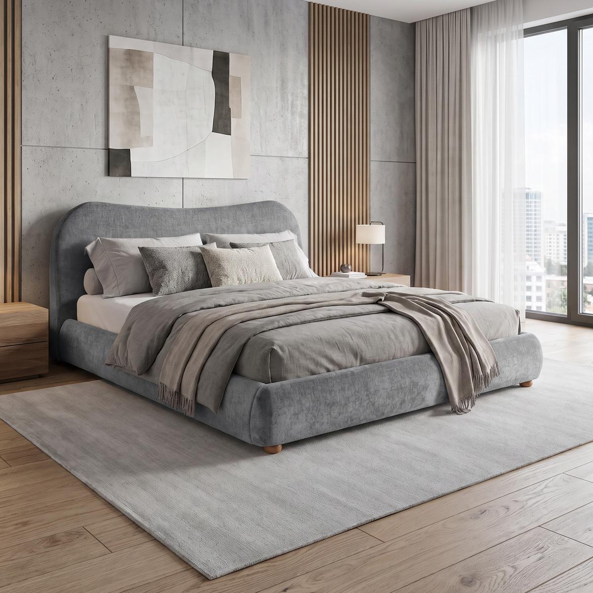 POLSTERBETT Sonho, Doppelbett 160x200 cm mit Taschenfedernmatratze 26 cm, Chenille-Stoff, Grau - Grau, Textil (160/200cm) - Beautysofa