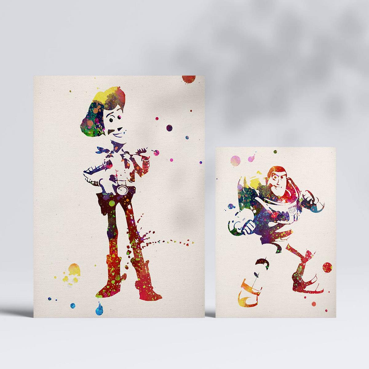 POSTER Set Mit 6 Toy Story Illustrationen Im Aquarell Stil A3 & A4 Rahmenlos - Klar, Papier (29/3cm) - Nacnic