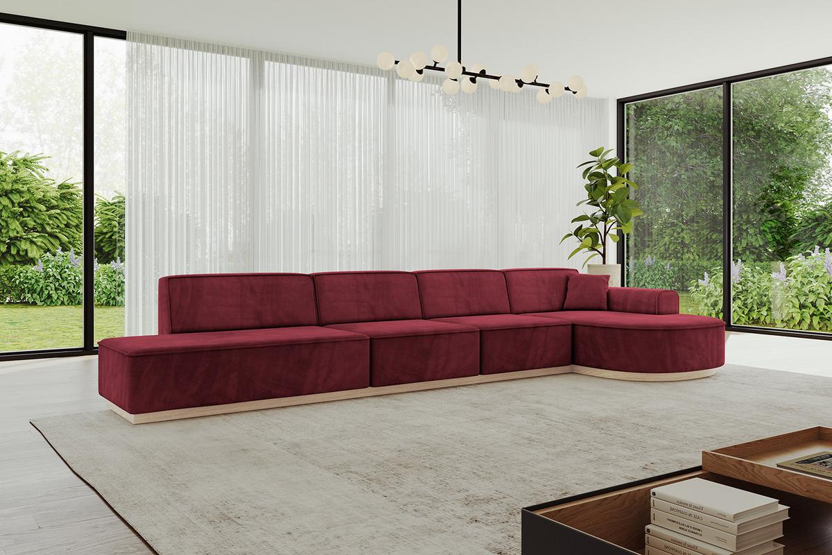 ECKSOFA Ottomane Rechts ARRIO-L3 - 413x171x83 cm Bordeauxrot - Bordeaux, Holzwerkstoff/Textil (413/171cm) - ALTDECOR