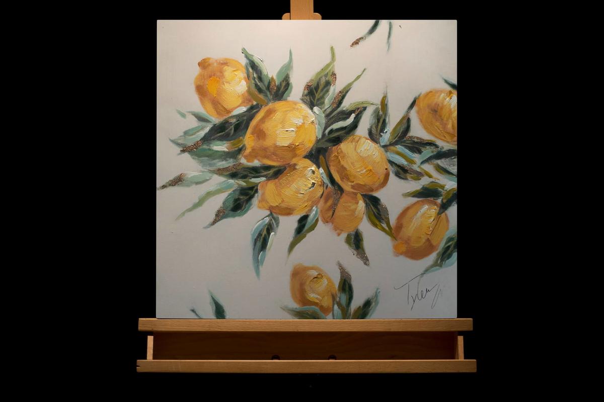 ACRYLBILD HANDGEMALT 50/50 cm - Gelb, Holz/Textil (50/50cm) - KUNSTLOFT