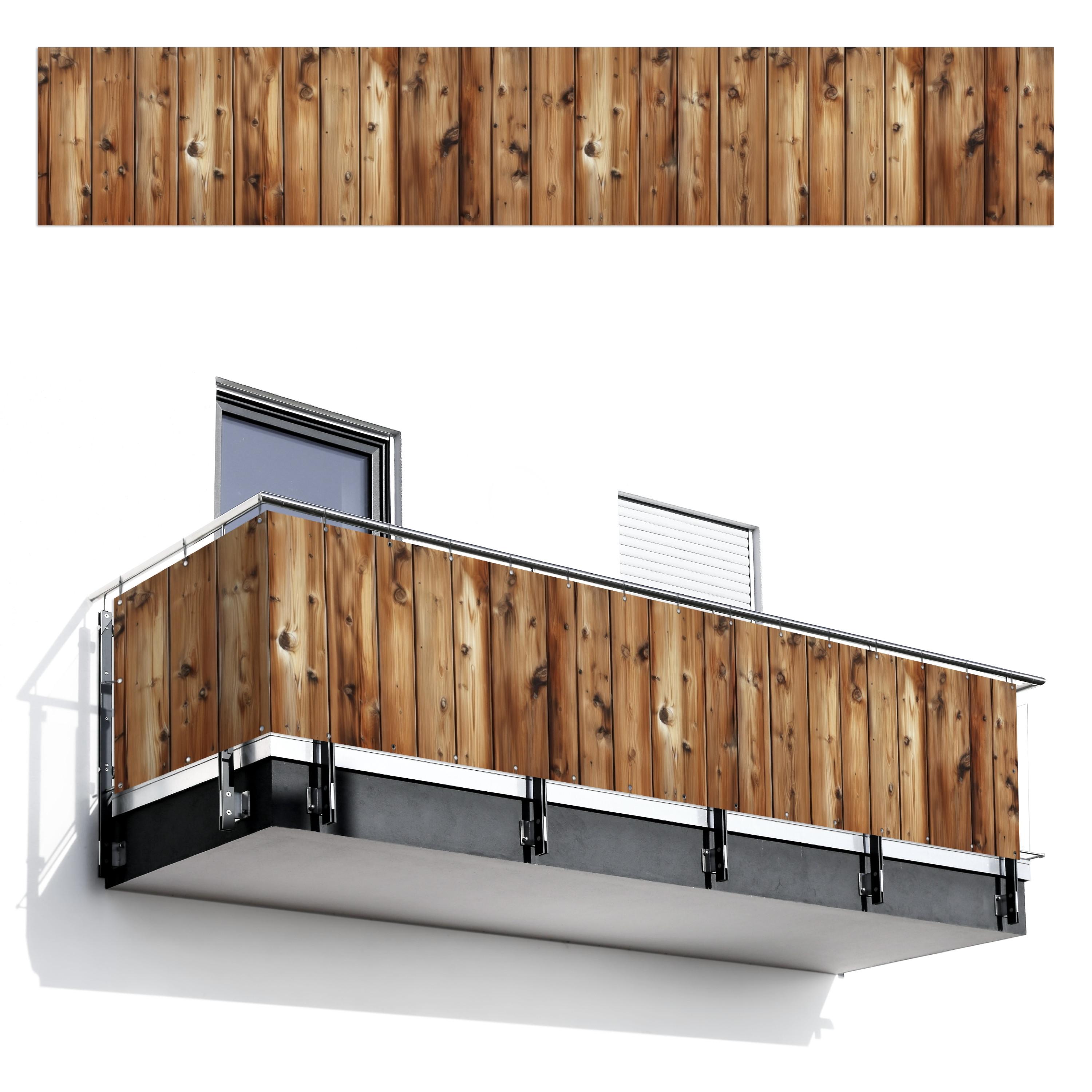 BALKON-SICHTSCHUTZ Holz - Regale - Braun Groß 500x85 cm - Buchefarben, Kunststoff (500/85cm) - MuchoWow
