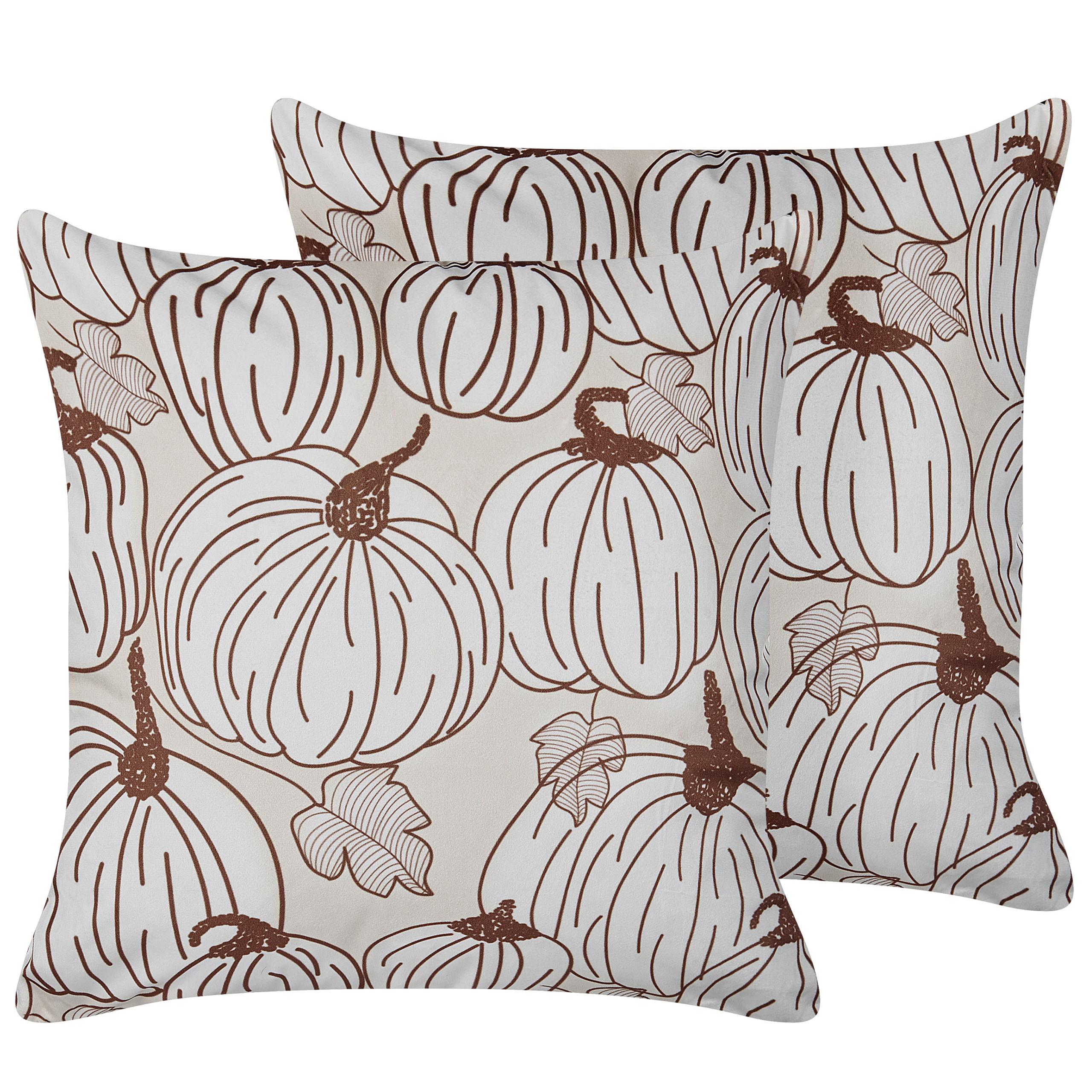 DEKOKISSEN 2er-Set Beige 45/45 cm Gourd - Beige, Textil (45/45cm) - Beliani