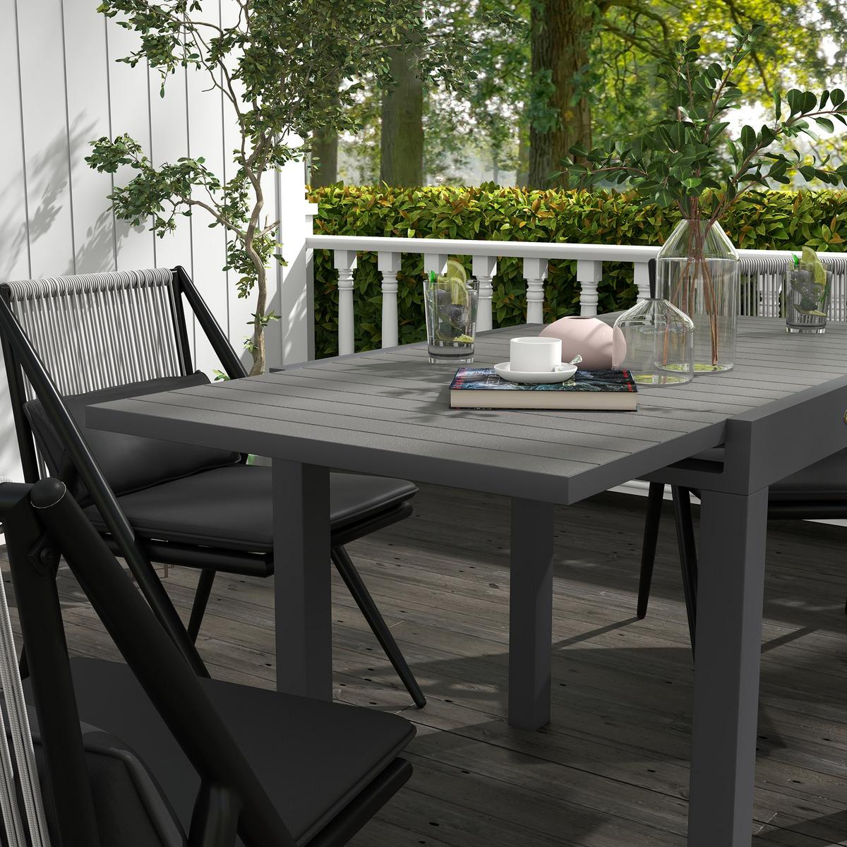GARTENTISCH, Grau, Aluminium - Grau, Metall (162/80/75cm) - Outsunny