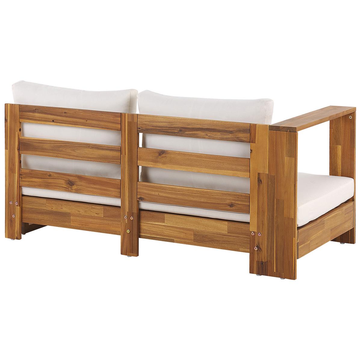 LOUNGE-SET 5-Sitzer Heller Holzfarbton Marettimo - Hellbraun/Weiß, Holz - Beliani