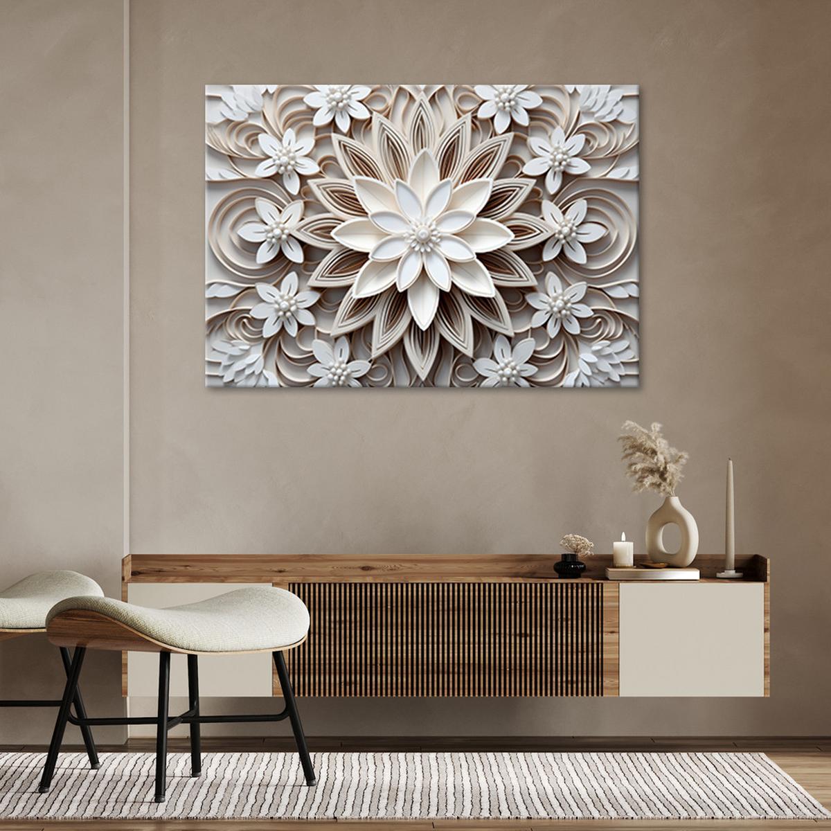 WANDBILD schlafzimmer blumen 3d - Weiß, Textil (60/40cm) - Feeby