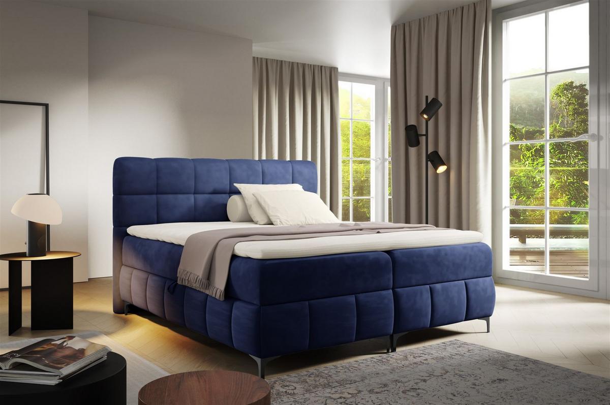 BOXBETT Sophie In Salvador - Dunkelblau, Holzwerkstoff/Textil (120/200cm) - Fun Möbel
