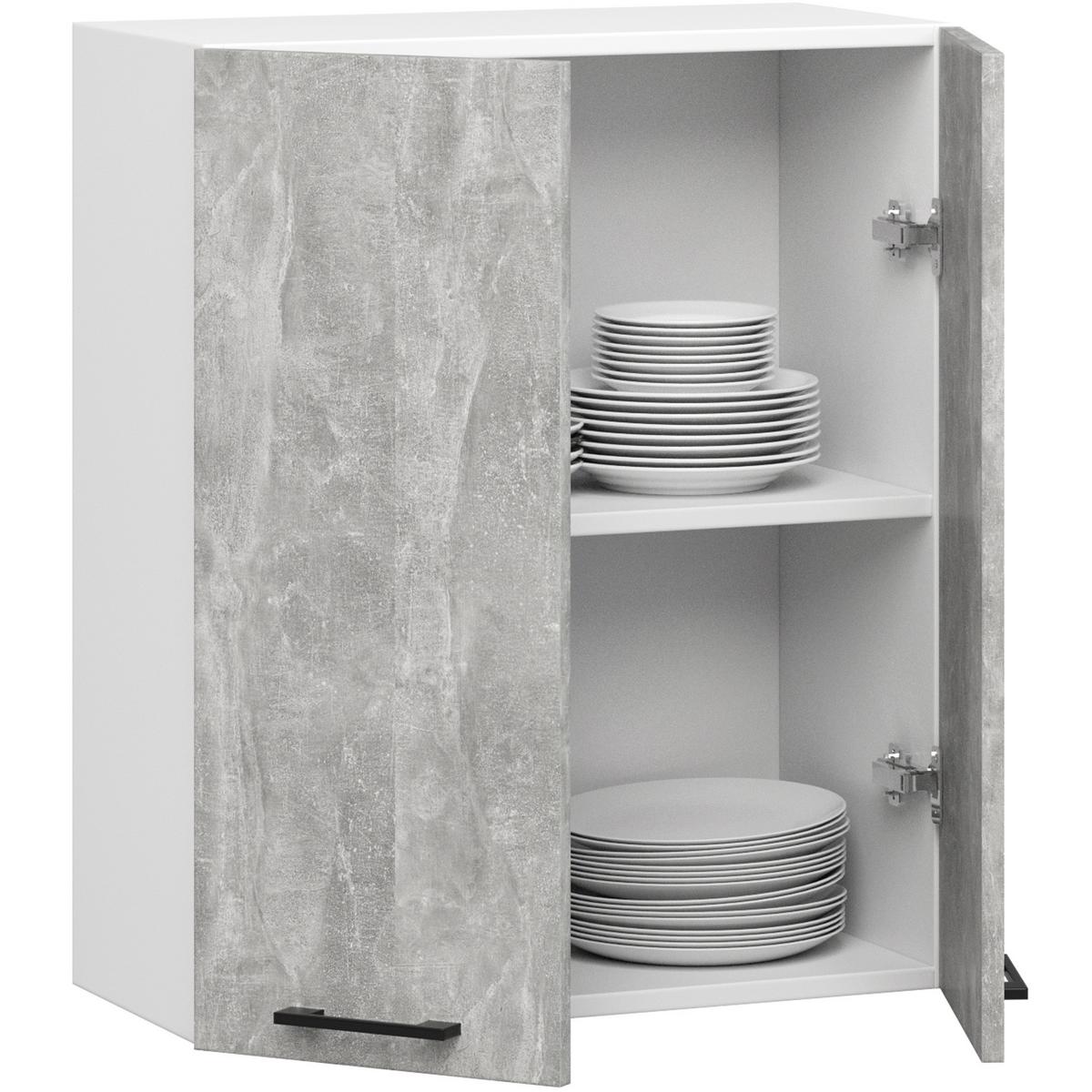 HÄNGESCHRANK Weiß, Beton 72/60/30 - Hellgrau/Weiß, Holzwerkstoff (60/72/30cm) - RAUMHIRSCH FURNITURE