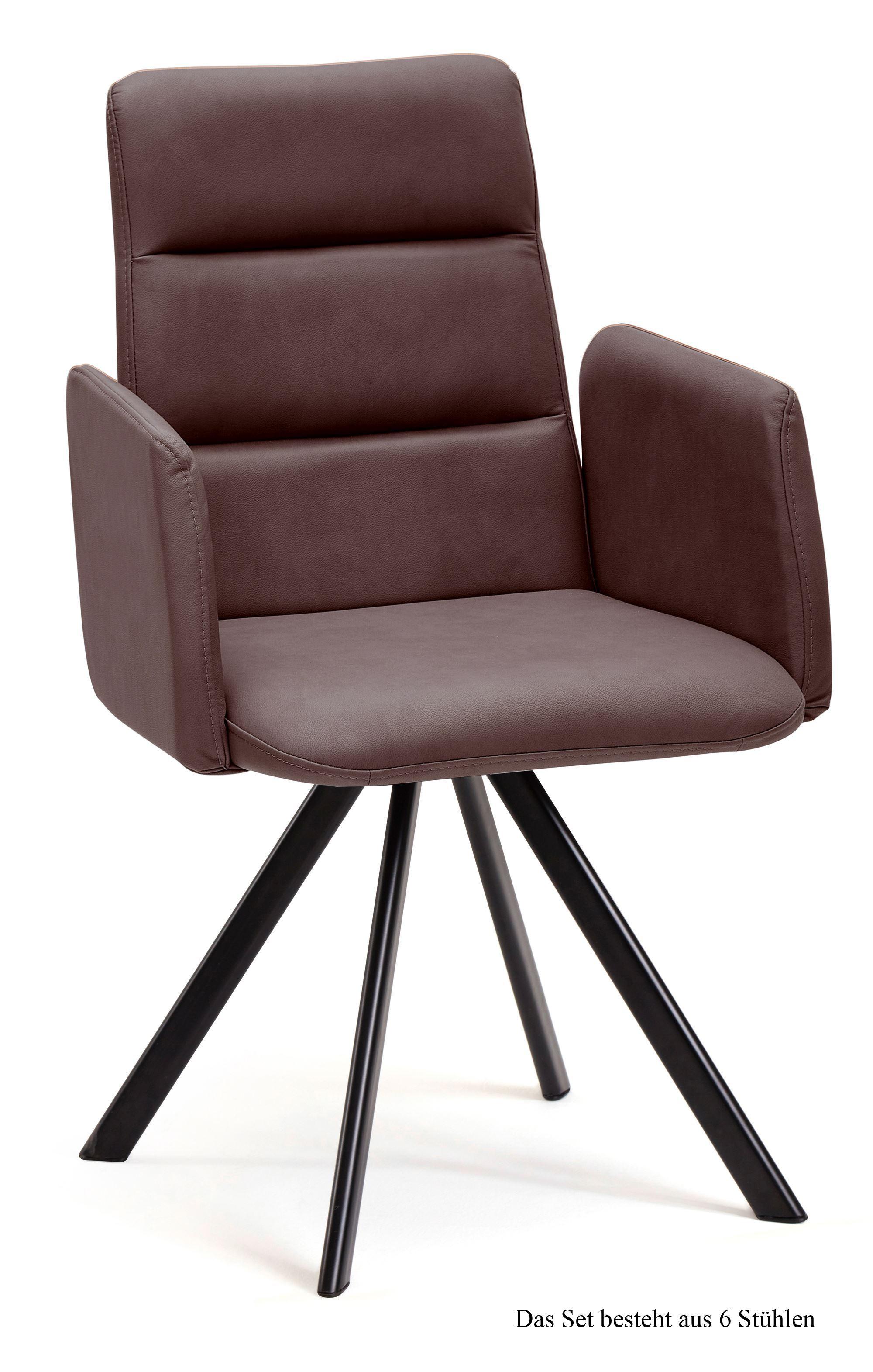ARMLEHNSTUHL drehbar (6er-Set) Desta 52x92x60 Schwarz/Braun - Schwarz/Braun, Kunststoff (60/92/52cm) - 58aufmkessel