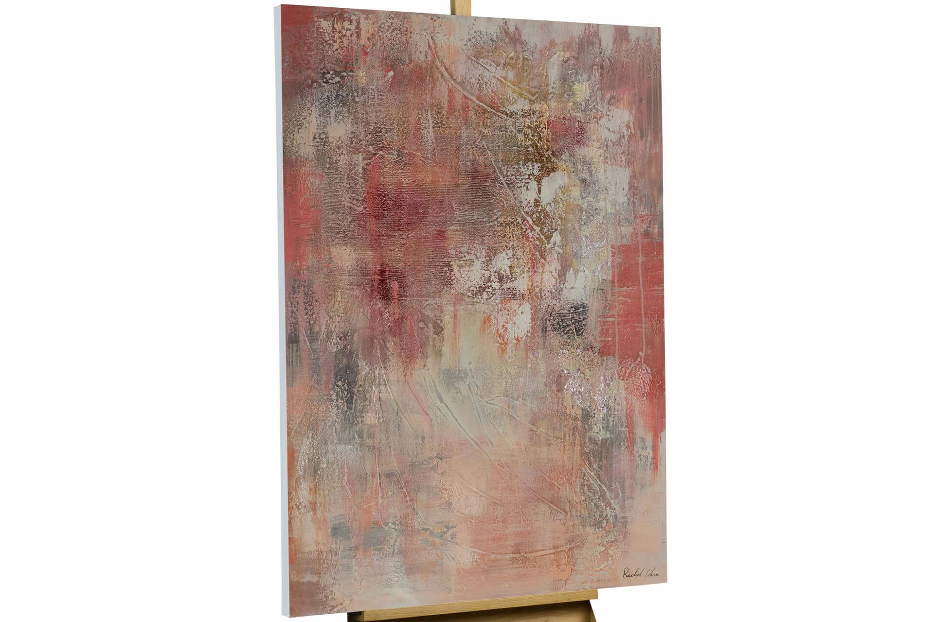 ACRYLBILD HANDGEMALT 80/120 cm - Pink/Rot, Holz/Textil (80/120cm) - KUNSTLOFT