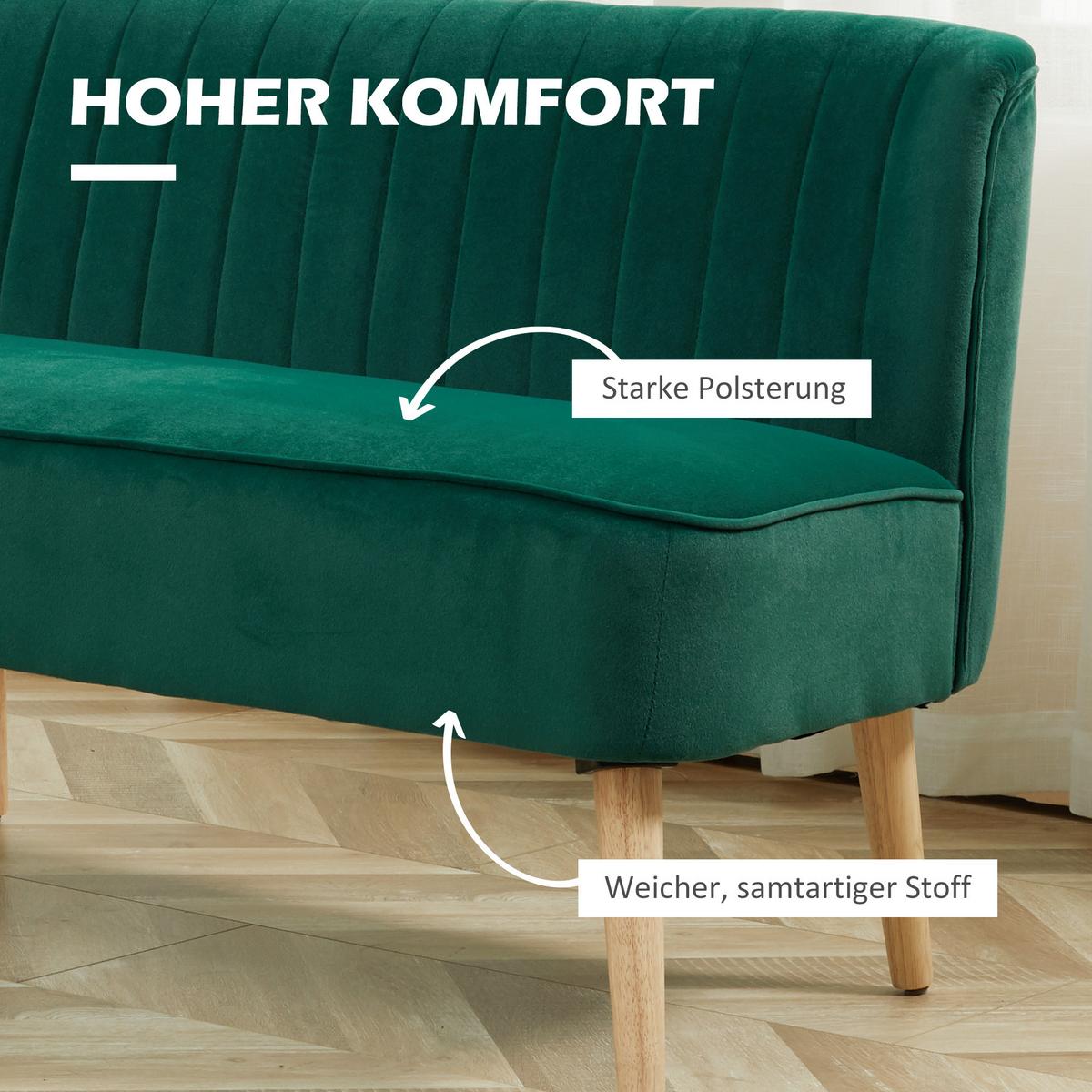 SOFA Polyester Dunkelgrün - Dunkelgrün/Dunkelblau, Holz/Textil (56.5/77/117cm) - HOMCOM