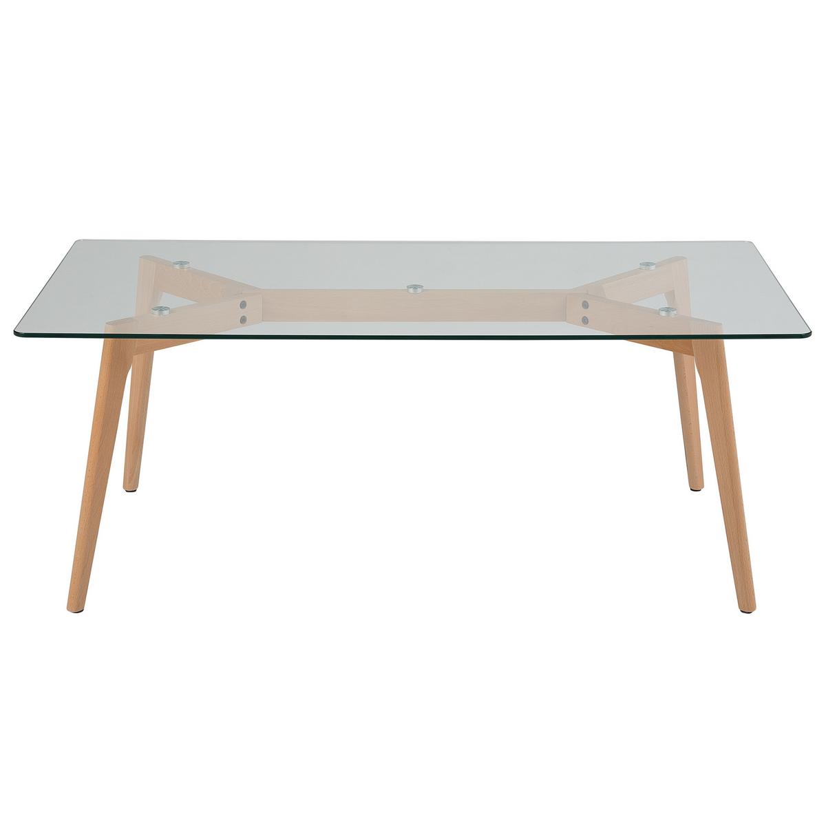 COUCHTISCH rechteckig Glas 60/120 cm Hudson - Hellbraun/Transparent, Glas (60/120/46cm) - Beliani