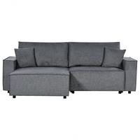 3-SITZER-ECKSOFA dunkelgrau linksseitig mit Schlaffunktion Stauraum Karila - Dunkelgrau, Textil (250/150cm) - Beliani