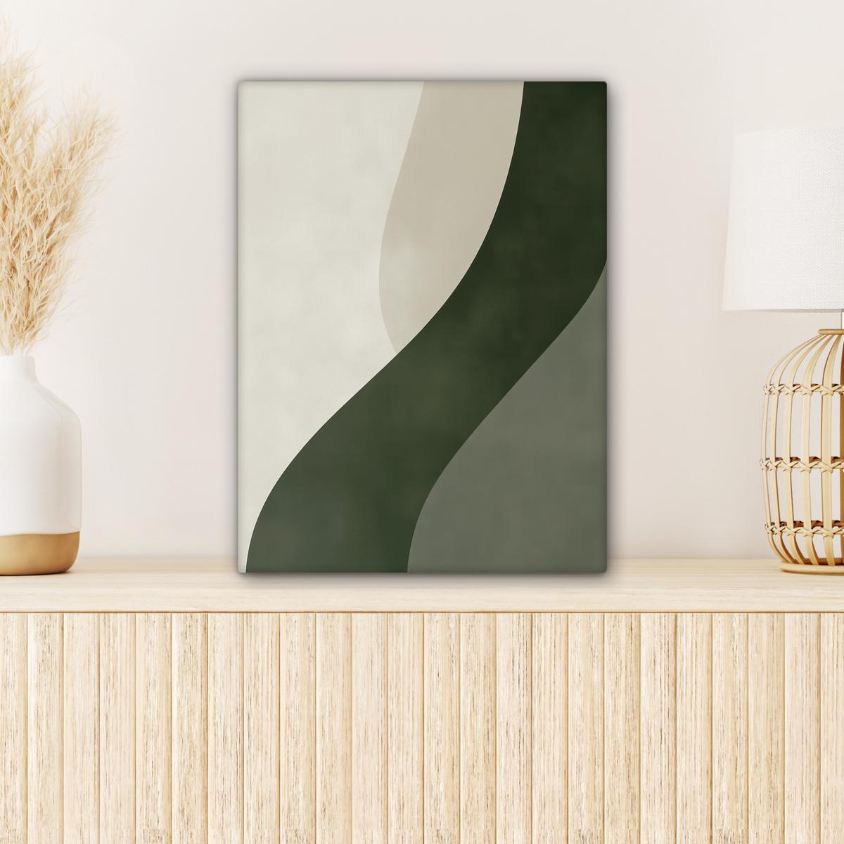 LEINWANDBILD Japandi - Grün - Abstrakt - Modern Room Decor 30x40 cm - Salbeigrün, Textil (30/40cm) - MuchoWow