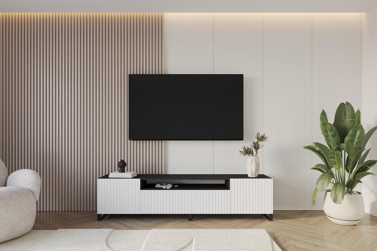LOWBOARD KITO-S 200x53x41 cm - Schwarz / Weiß - Schwarz/Weiß, Holzwerkstoff (200/53/41cm) - ALTDECOR