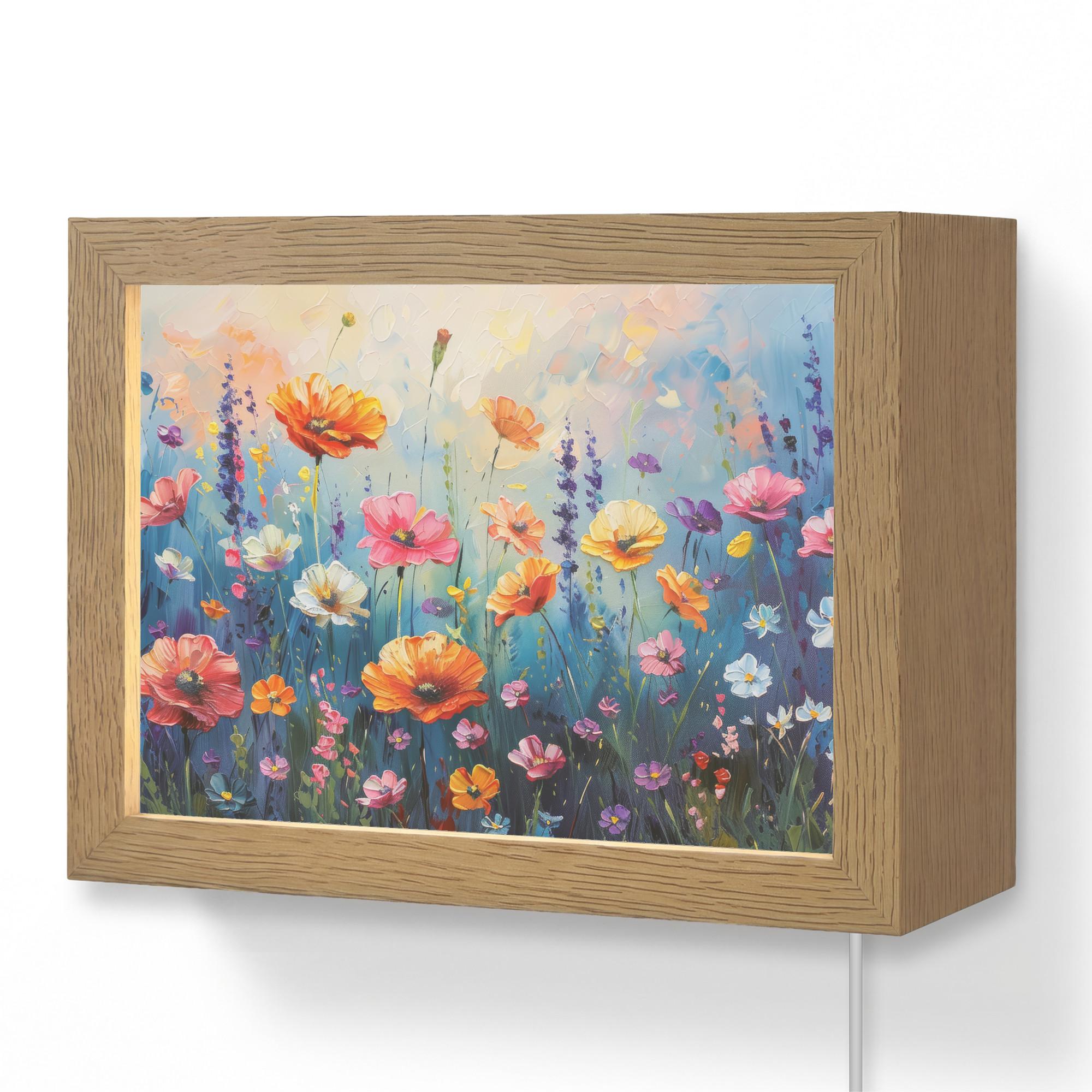 WANDLEUCHTE Blumen - Natur - Aquarell - Kunst 20x15 cm - Multicolor, Holzwerkstoff (20/15/8cm) - OnlyWow