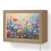 WANDLEUCHTE Blumen - Natur - Aquarell - Kunst 20x15 cm - Multicolor, Holzwerkstoff (20/15/8cm) - OnlyWow