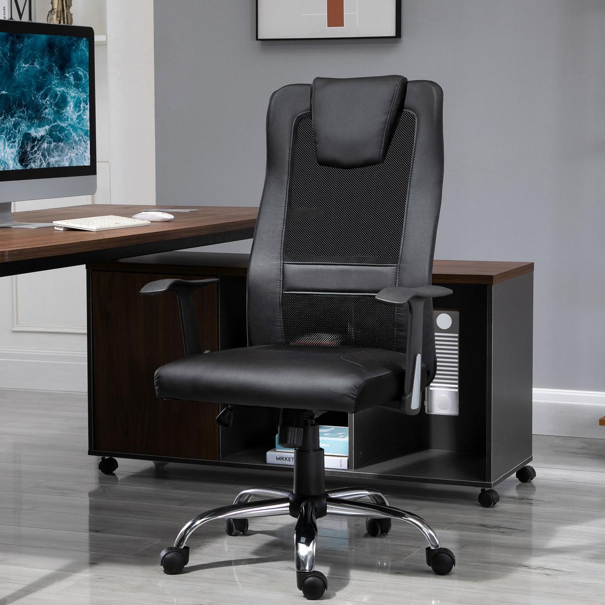 BÜROSTUHL, Drehstuhl, schwarz - Schwarz, Leder (73/118/66cm) - Vinsetto