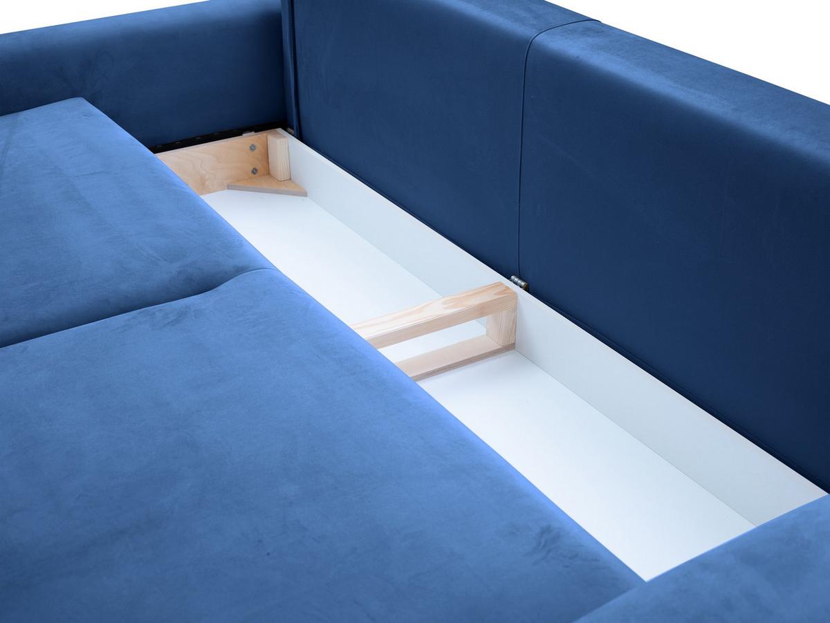 BETTSOFA FILO Blau Velours-Stoff mit Schlaffunktion - Blau, Holz (244/92/102cm) - MASSENO