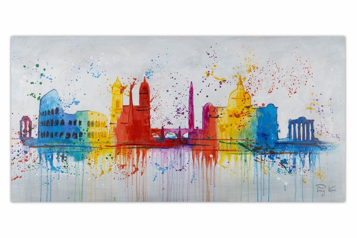 ACRYLBILD HANDGEMALT 120/60 cm - Multicolor/Weiß, Holz/Textil (120/60cm) - KUNSTLOFT