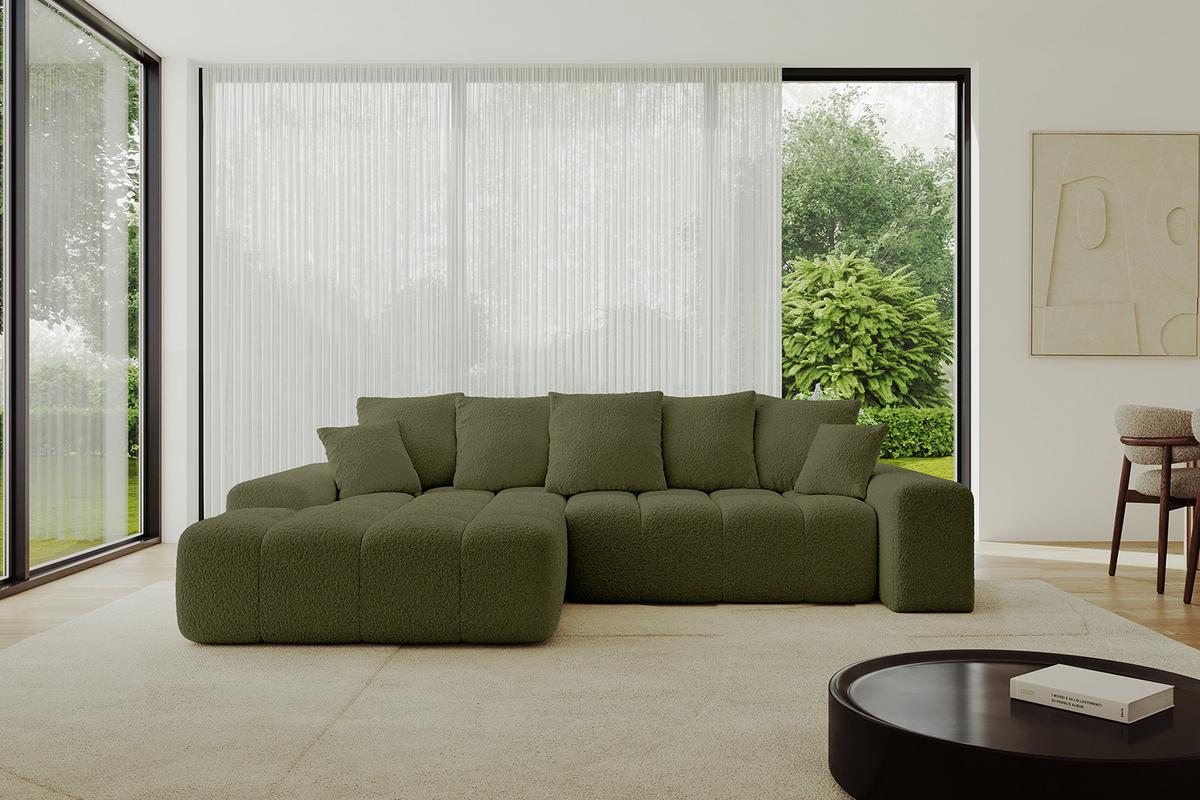ECKSOFA Ottomane Links ENSI-L - 267x164x69 cm Olivgrün - Olivgrün, Holzwerkstoff/Kunststoff (267/164cm) - ALTDECOR