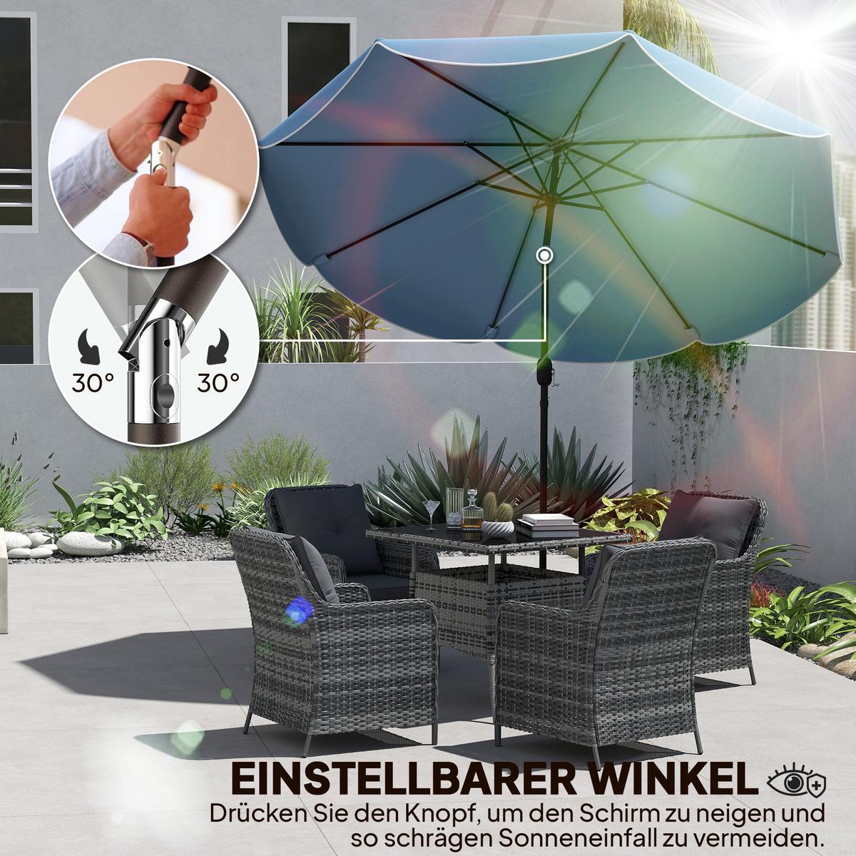 SONNENSCHIRM Metall Polyester Himmelblau - Blau, Metall (265/265cm) - Outsunny