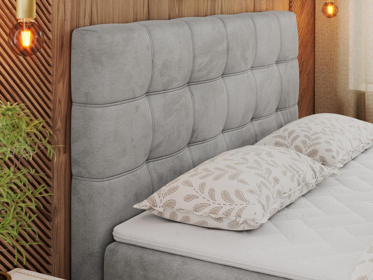 BOXBETT ERNI 160/200 - Hellgrau Velvet - H3 - Hellgrau, Holz/Textil (160/200cm) - MKS
