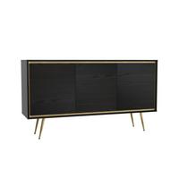 KOMMODE Lori mit 3 Türen, Push-to-open-Öffnung, schwarz - Schwarz, Holzwerkstoff/Metall (150/80/40cm) - Beautysofa