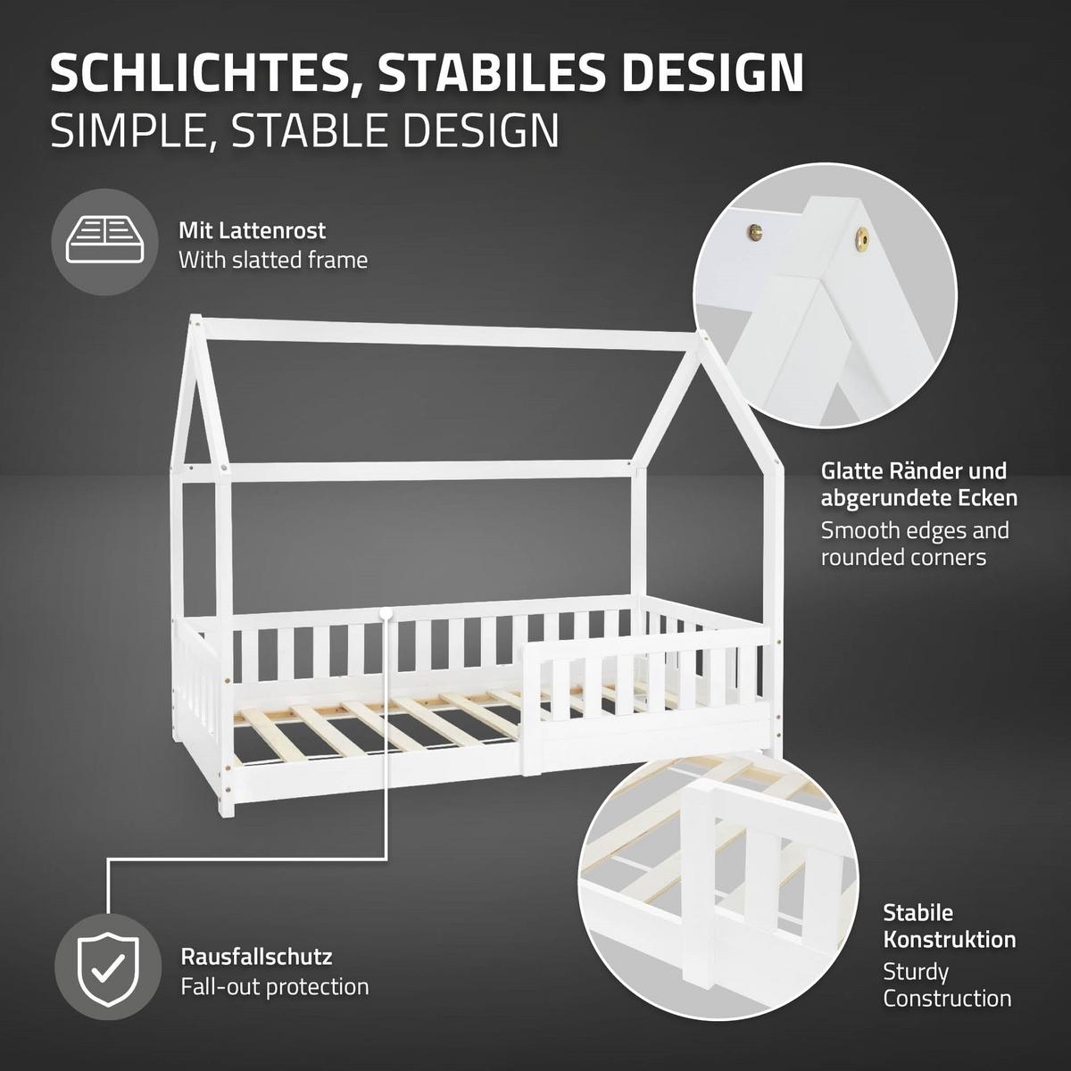 KINDERBETT mit Dach und Matratze 80x160 cm Weiß - Weiß, Holz (80/160cm) - ML-DESIGN