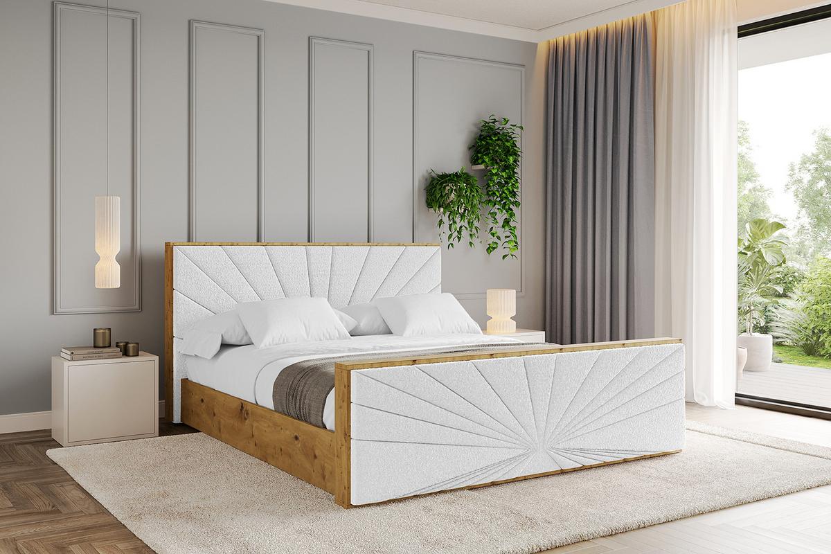 POLSTERBETT mit Bettkasten, Fußteil und Lattenrost, Boxbett mit Matratze H3/H4 - ENZO6-Z 120x200 Weiß - Weiß, Holzwerkstoff/Textil (120/200cm) - ALTDECOR