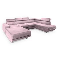WOHNLANDSCHAFT SIENA R-S Lila Velours-Stoff mit Schlaffunktion - Lila/Silberfarben, Holz/Textil (335/89/190cm) - MASSENO