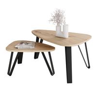 SATZTISCH NOA Stahlgestell, Freiform, Schwarz / Artisan-Eiche - Schwarz/Eiche Artisan, Holzwerkstoff/Metall (94/60/42cm) - Idohome