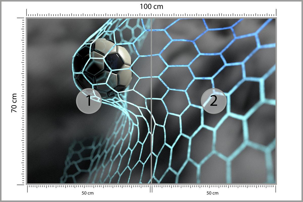 FOTOTAPETE für Jugendzimmer Fußball im Tor Ziel Sport Ball 100x70 - Schwarz/Weiß, Papier (100/70cm) - Muralo