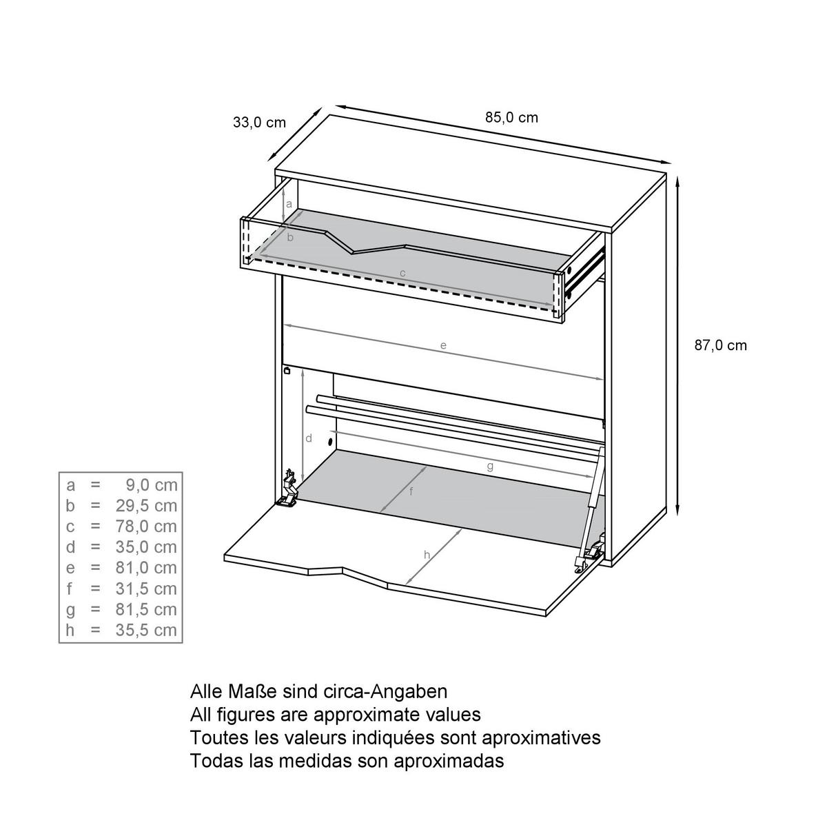 SCHUHSCHRANK Kolmio Fronten in Grau Hochglanz - Grau, Holzwerkstoff (85/87/33cm) - Vladon