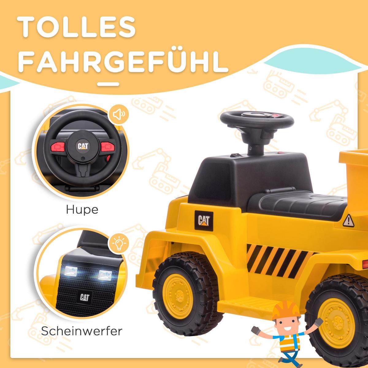 ELEKTRO Kindertraktor, Spielfahrzeug mit Scheinwerfer, Hupe für Kinder 1,5 bis 3 - Gelb, Metall (74.5/36/43.5cm) - HOMCOM