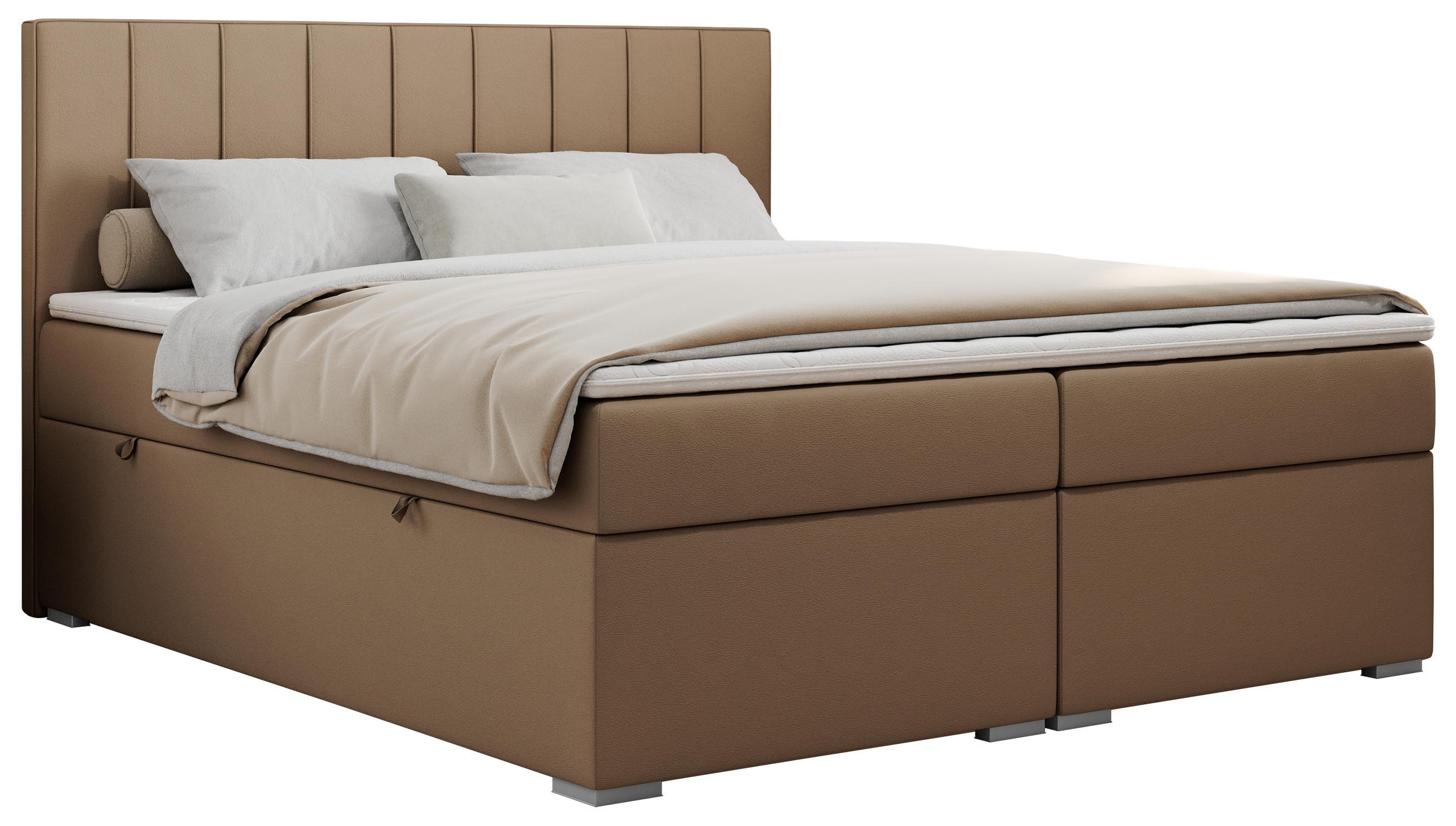BOXBETT ALLY 160/200 Braun Kunstleder - H3 - Braun, Holz/Textil (160/200cm) - MKS