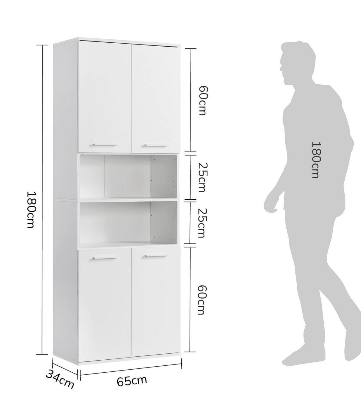BAD HOCHSCHRANK Der Kapitän - Weiß, Holzwerkstoff (65/180/34cm) - Mokebo
