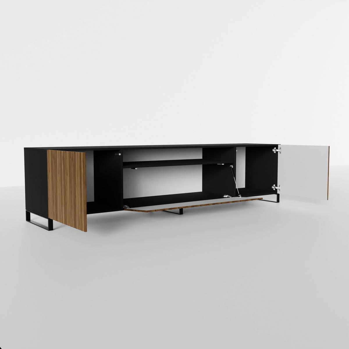 LOWBOARD LIVO 200/41/40 cm, Stand-TV-Schrank Schwarz / Eichefarben - Eichefarben/Schwarz, Holzwerkstoff (200/41/40cm) - MASSENO