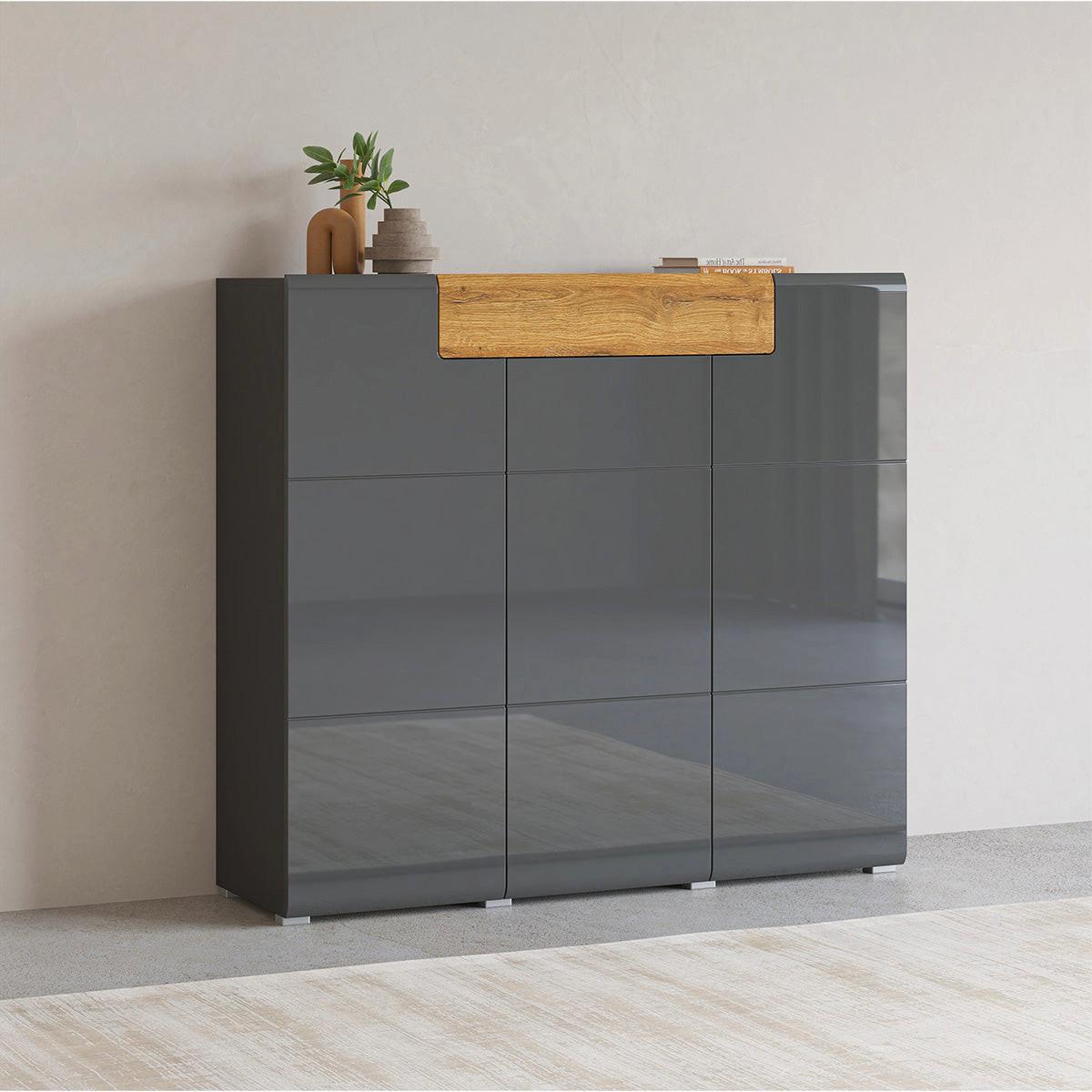 SIDEBOARD Jules Grau und Holz - Grau, Holzwerkstoff (147/131/39cm) - Petits-meubles