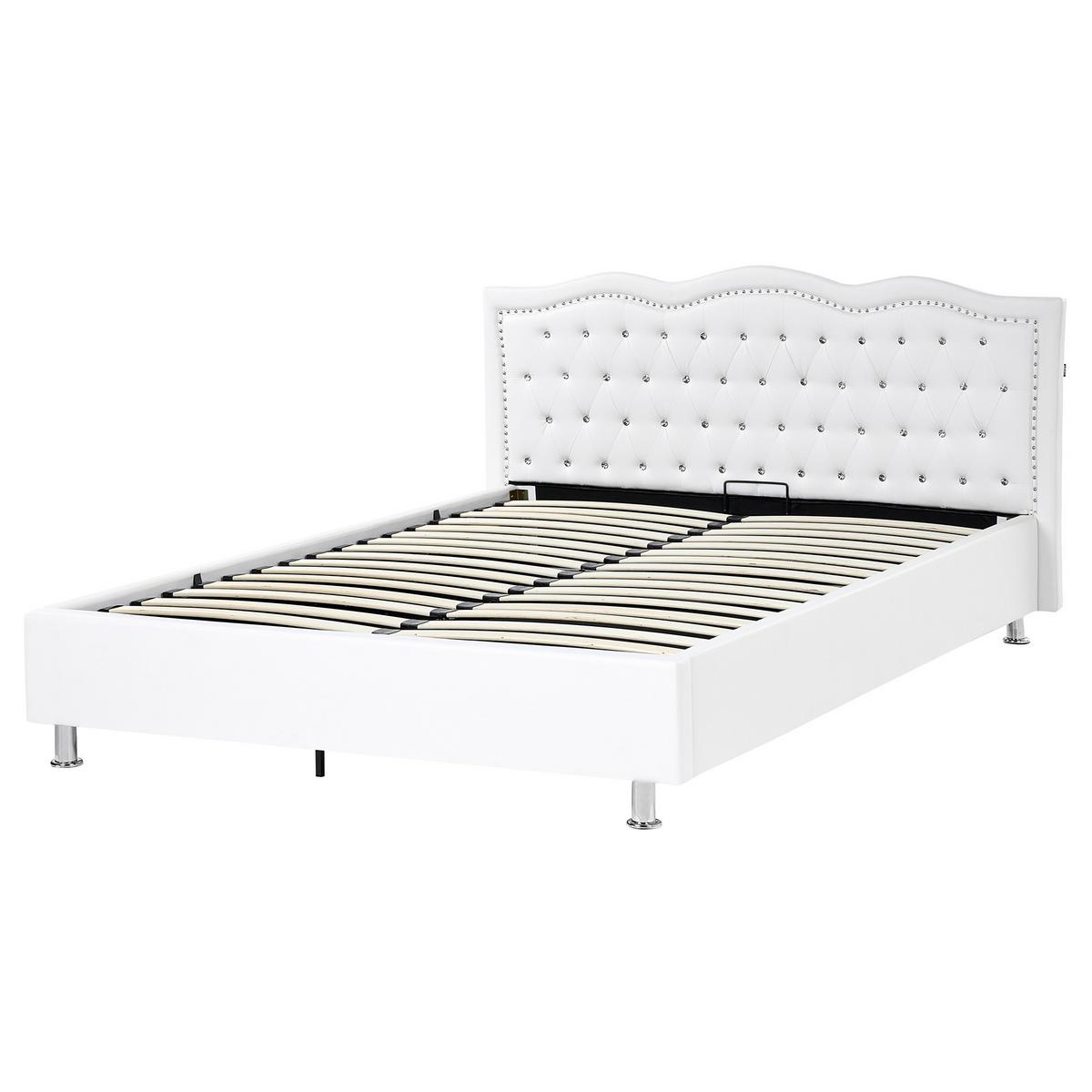 BETT 160/200cm Weiß Metz - Weiß, Textil (160/200cm) - Beliani