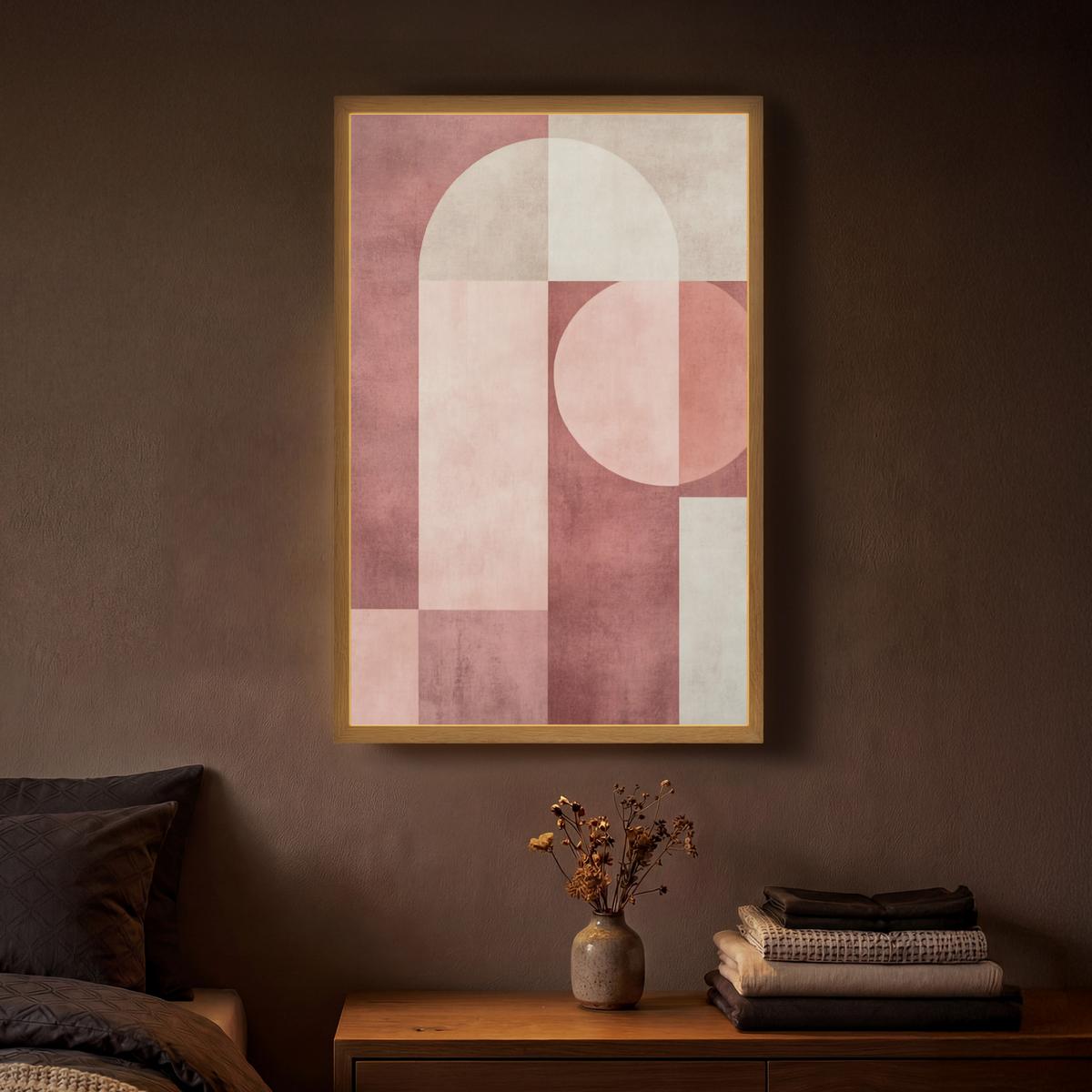 WANDLEUCHTE MIT AKKU Figuren - Abstrakt - Rosa 40x60 cm - Altrosa, Holzwerkstoff (40/60/8cm) - OnlyWow