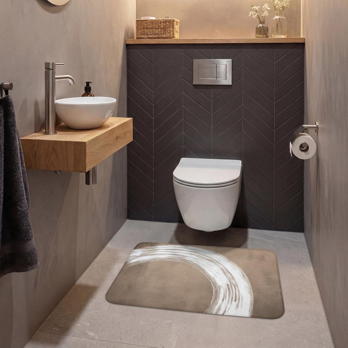 WC-VORLEGER Farbe - Braun - Japandi Toilettenteppich 80x50 cm - Mokka, Textil (80/1cm) - OnlyWow