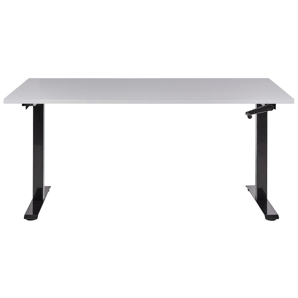 SCHREIBTISCH grauschwarz 160/72 cm manuell höhenverstellbar Destin III - Schwarz/Grau, Holz (72/160/74cm) - Beliani