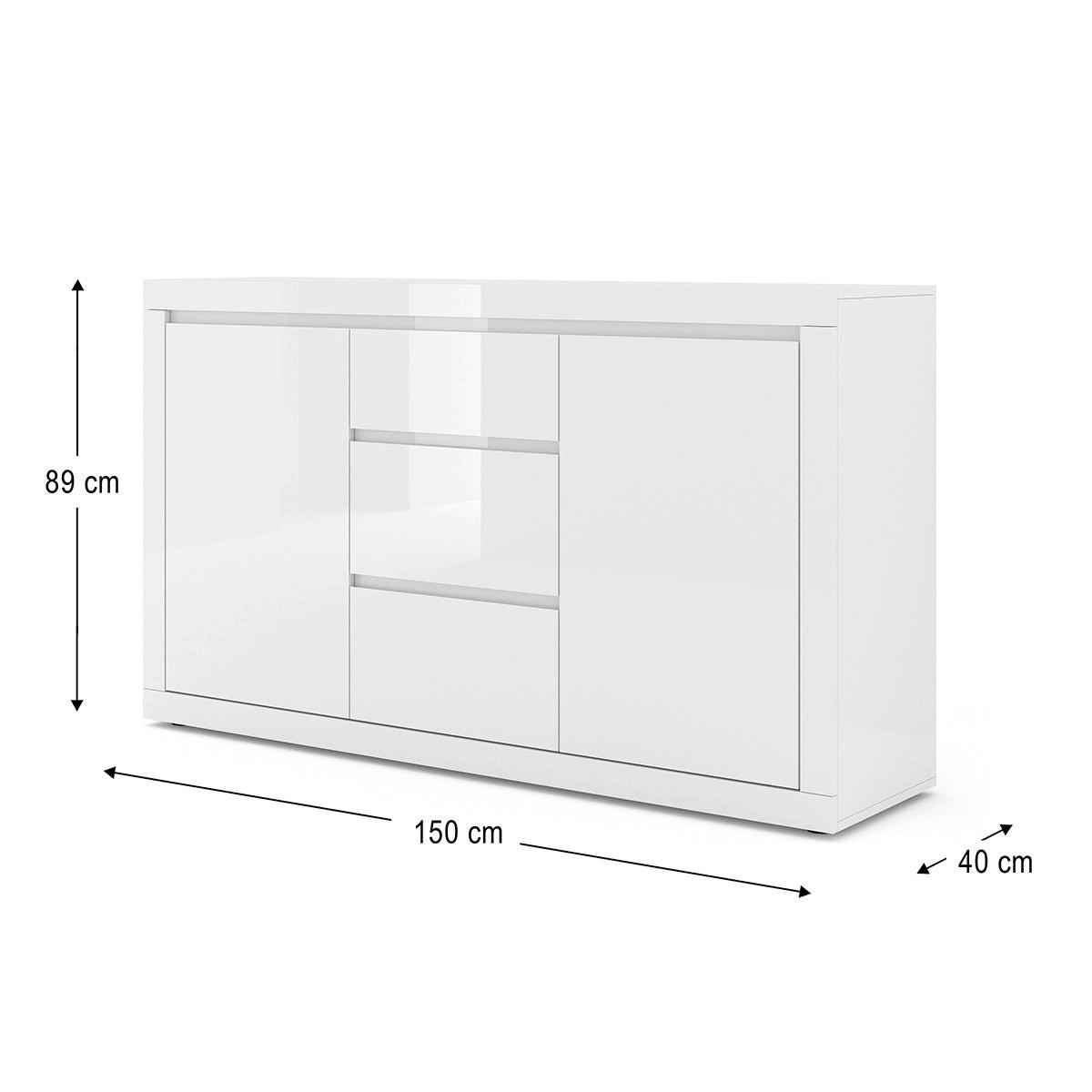 SIDEBOARD Olia Weiß - Weiß, Holzwerkstoff (150/89/40cm) - Petits-meubles