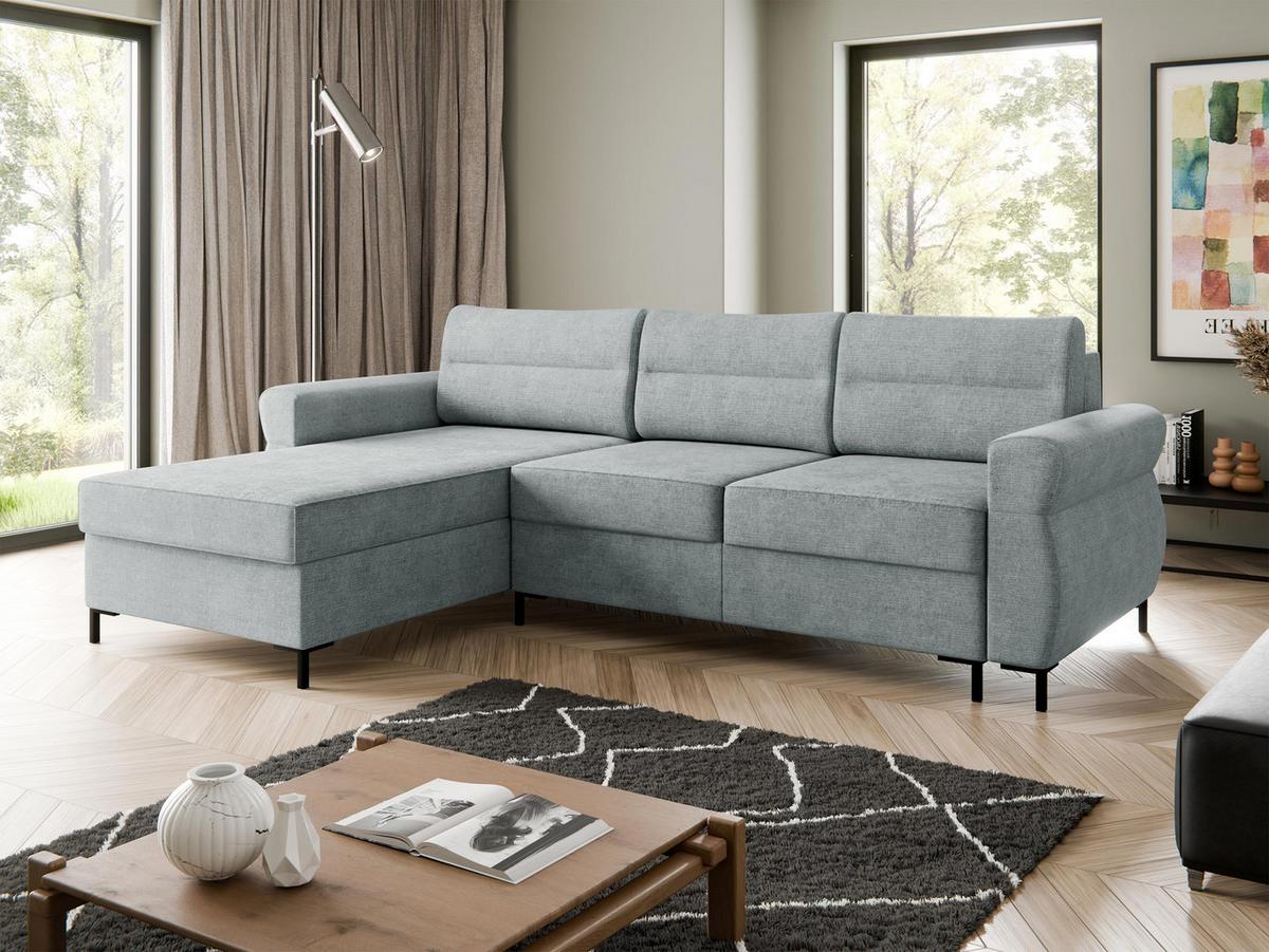 ECKSOFA Berne - Hellgrau/Schwarz, Holz/Kunststoff (258/170cm) - MIRJAN24