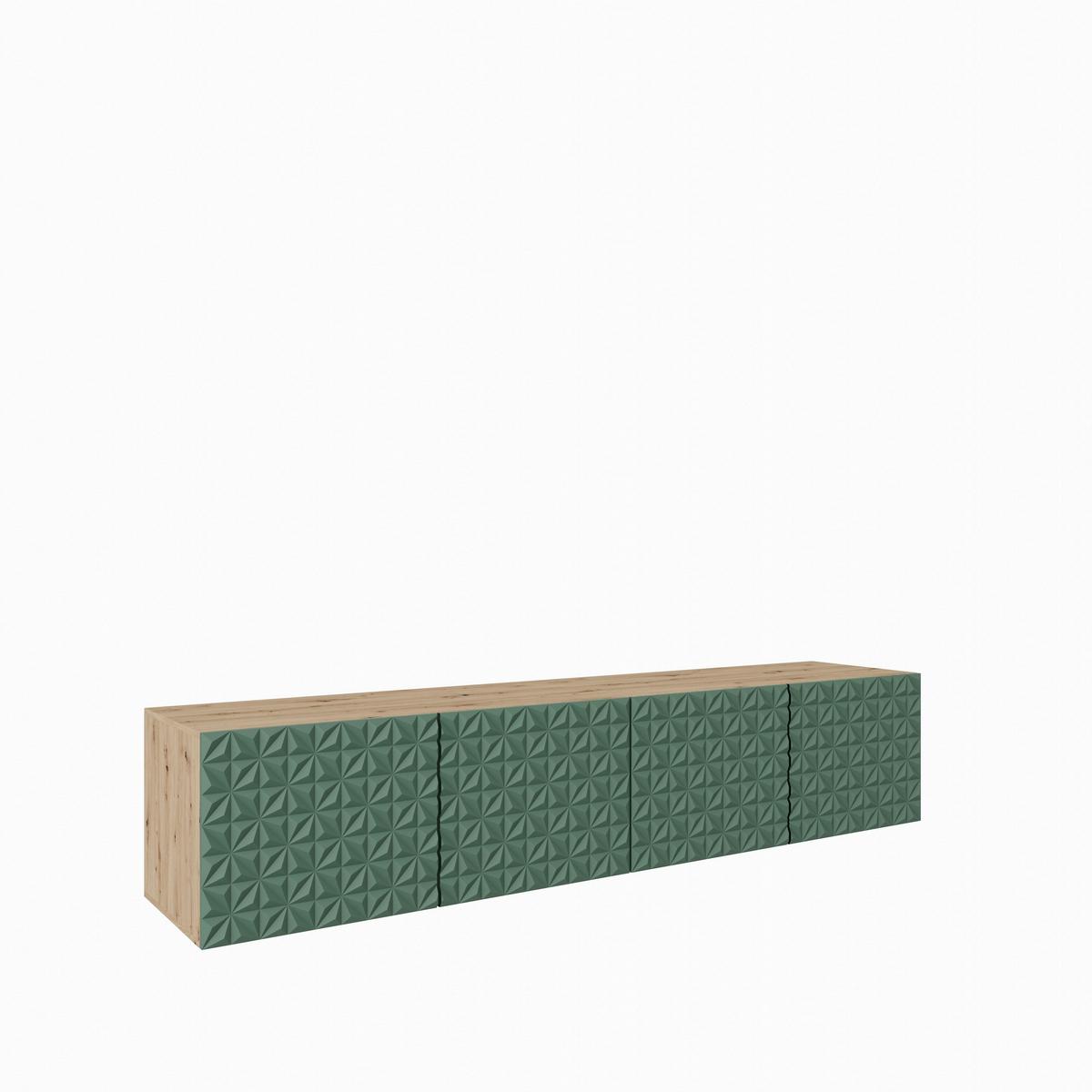 LOWBOARD ROVA 200/41/40 cm, Hängender TV-Schrank Eiche Artisan / Grün - Eiche Artisan/Grün, Holzwerkstoff (200/41/40cm) - MASSENO